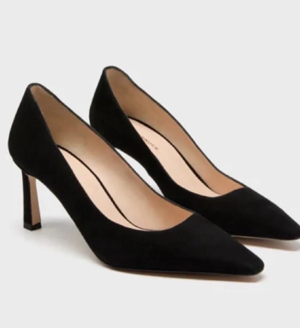 Tuckernuck Ilana Pointed Toe Pumps 6 NWOT Black Suede Heels Quiet Luxury Prep